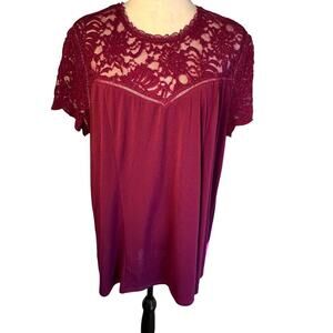 Torrid  Knit Lace victorian baby doll purple magenta pleated stretchy Size‎ 2X